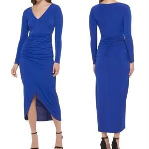 NWT Guess 6 Body-Con Dress Long Sleeve Ruched High-Low 6
